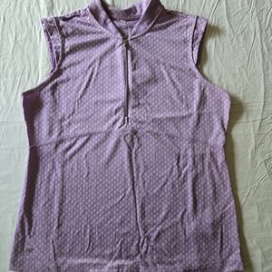 Tail Womens Large Empire Seam Golf Shirt Cap Sleeve Lavender NWT 1/4 Zip